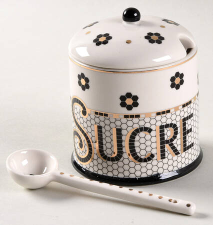 Bistro Tile Sugar Bowl & Lid W/Spoon