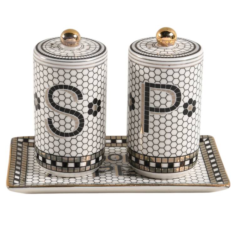 Bistro Tile (3 Pc) Salt & Pepper Tray Set