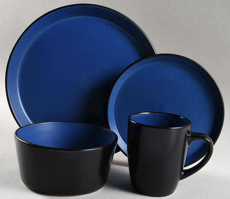 Albie Blue and Black 4 Piece Place Setting by Stone Lain