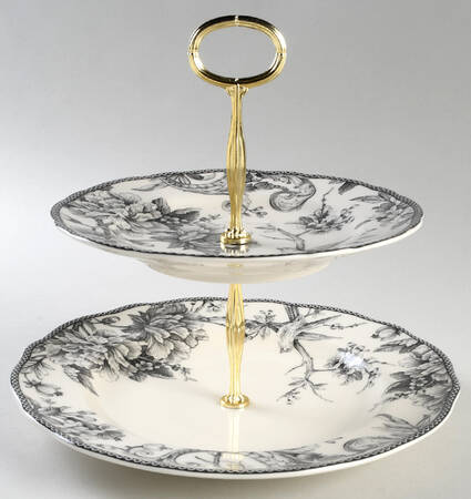 Adelaide Black 6 5/8"-10"  2 Tiered Serving Tray (Dp, Sp) HC