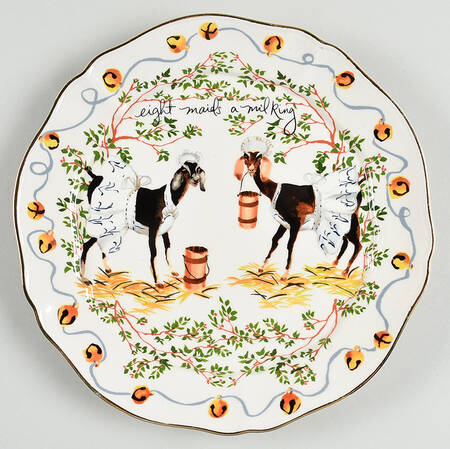 Twelve Days of Christmas Menagerie Salad/Dessert Plate