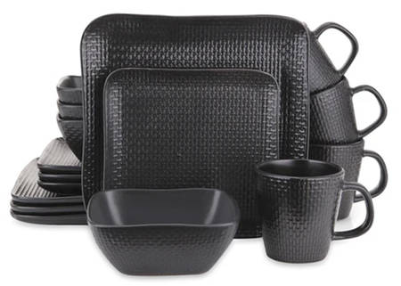 Abigail Black Square Dinner Plate