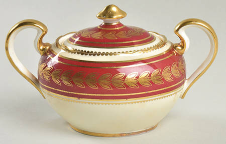 Dorchester Maroon (No Floral) Sugar Bowl & Lid
