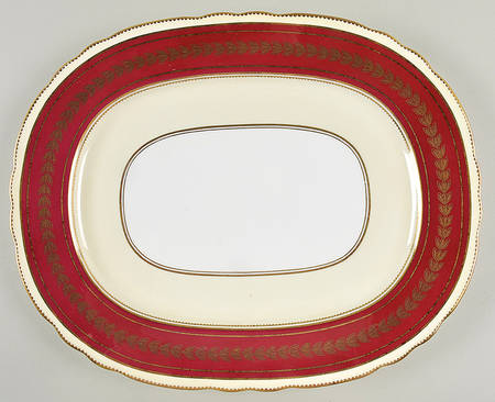 Dorchester Maroon (No Floral) 15" Oval Serving Platter