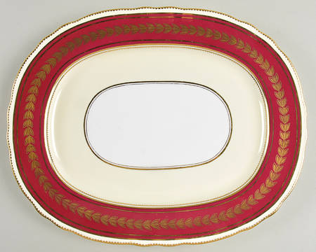 Dorchester Maroon (No Floral) 13" Oval Serving Platter