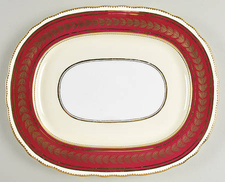 Dorchester Maroon (No Floral) 11" Oval Serving Platter