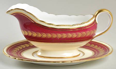 Dorchester Maroon (No Floral) Gravy Boat & Underplate