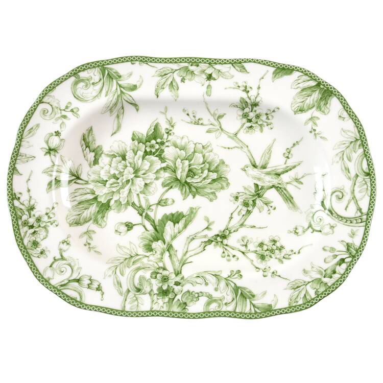 Adelaide Moss Green 14" Oval Serving Platter