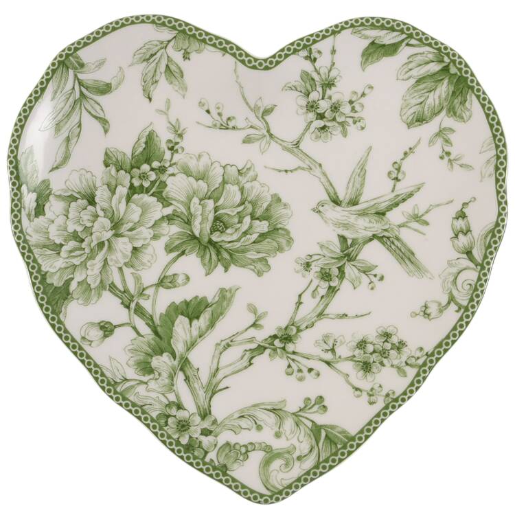 Adelaide Moss Green Heart Shaped Plate