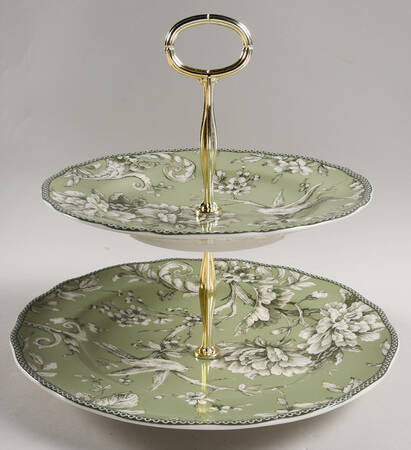 Adelaide Sage 6 5/8"-10"  2 Tiered Serving Tray (Dp, Sp) HC