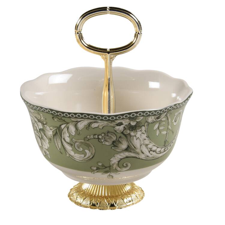 Adelaide Sage 6"-7" Handled Footed Nut Dish HC