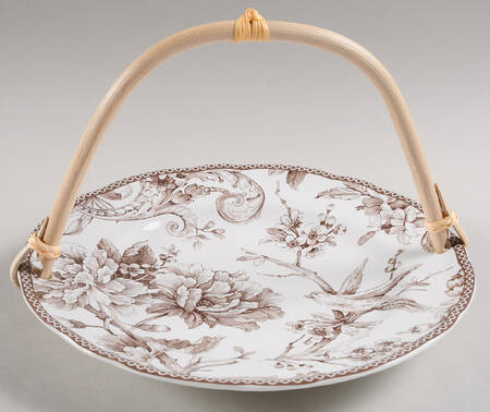 Adelaide Brown 5 3/8"-5 5/8" Bamboo Handled Serving Plate  HC