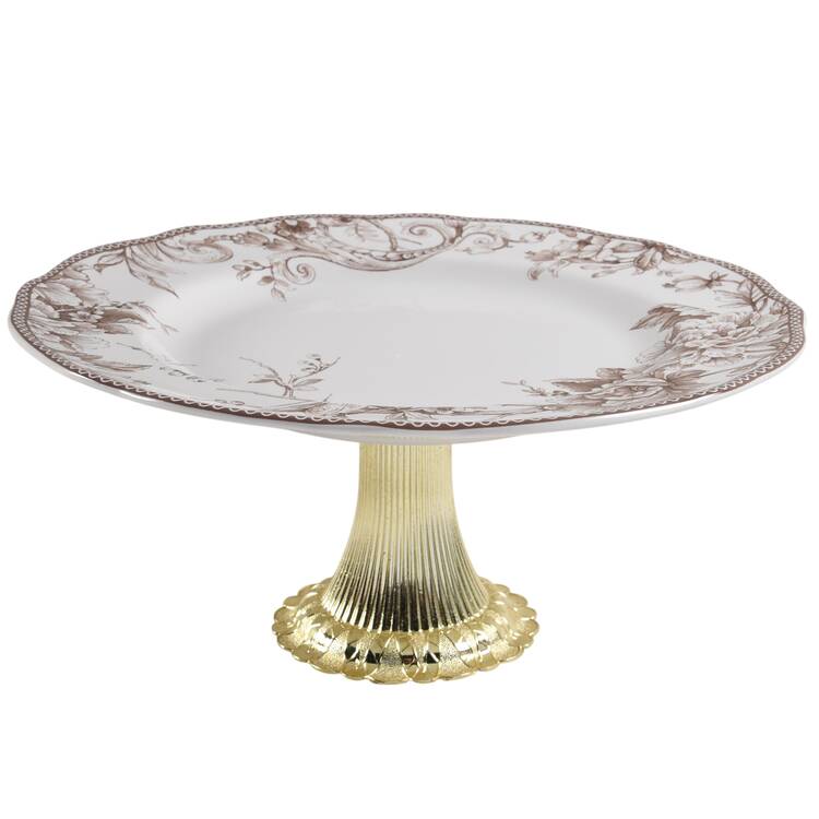 Adelaide Brown Cake Stand with 4"-5" Metal Pedestal  Hc