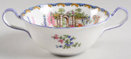 Wilton (Scalloped, Purple Trim) Footed Cream Soup Bowl