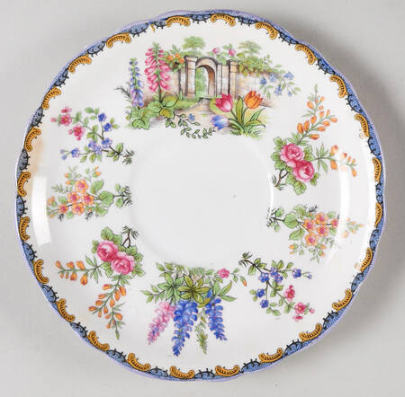 Wilton (Scalloped, Purple Trim) Saucer for Cream Soup Bowl