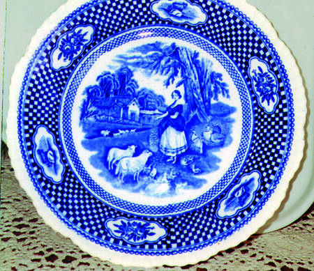 Old English Rural Scenes-Blue Dinner Plate