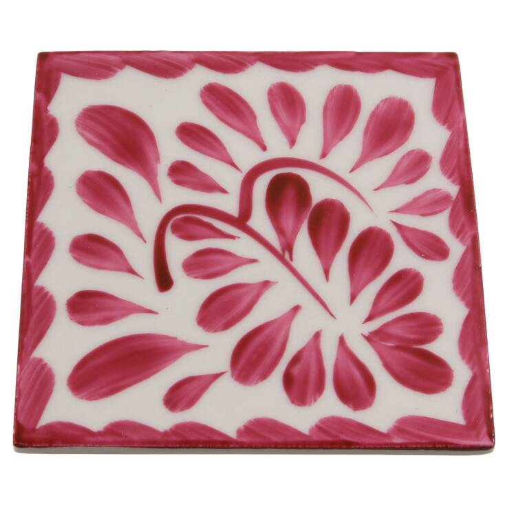 Puebla Pink Cork Back Square Coaster