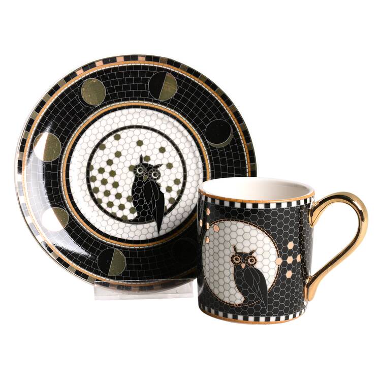 Bistro Tile Halloween Espresso Cup and Saucer Set