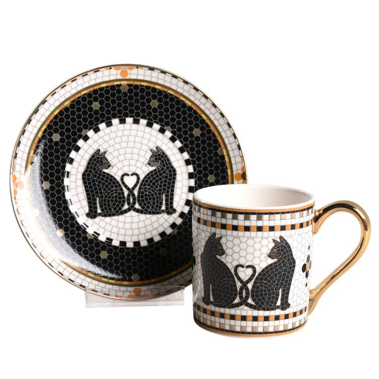 Bistro Tile Halloween Espresso Cup and Saucer Set