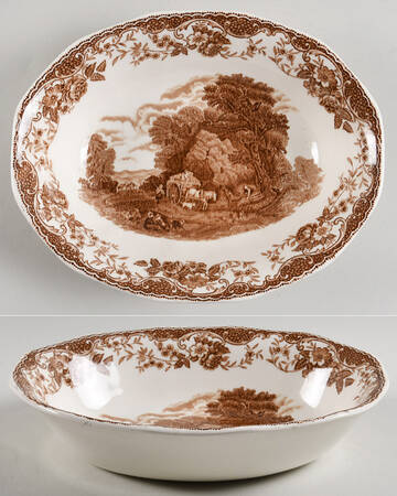 Olde England Brown (No Trim) 9" Oval Vegetable Bowl