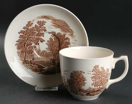 Olde England Brown (No Trim) Jumbo Cup & Saucer Set
