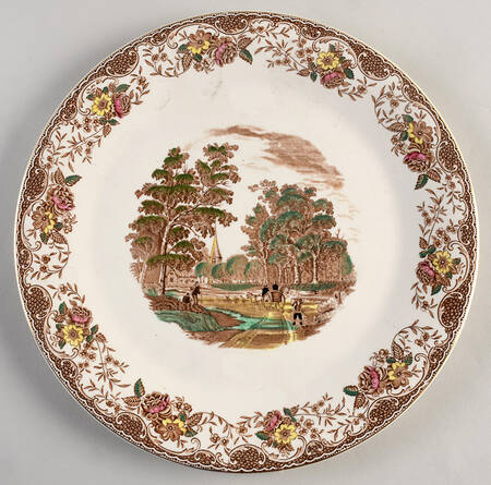 Olde England Brown Multicolored Chop Plate (Round Platter)