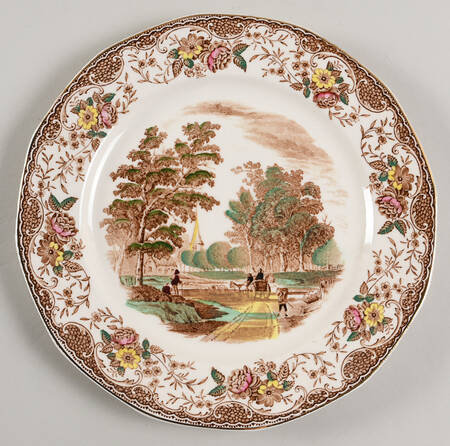 Olde England Brown Multicolored Luncheon Plate