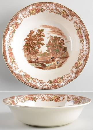Olde England Brown Multicolored 9" Round Vegetable Bowl