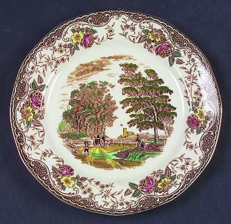 Olde England Brown Multicolored Salad Plate