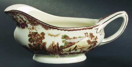 Olde England Brown Multicolored Gravy Boat
