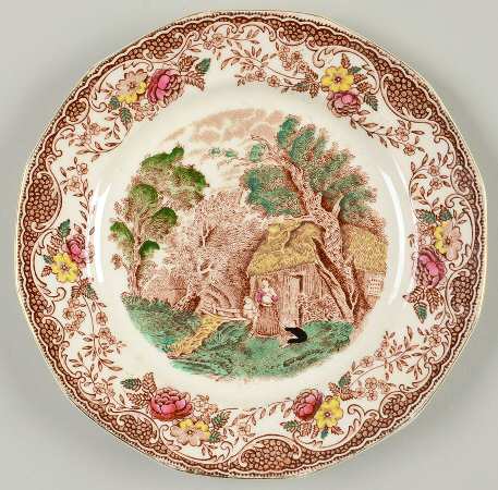 Olde England Brown Multicolored Bread & Butter Plate