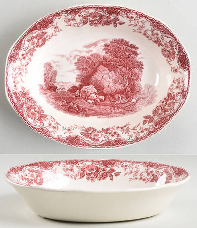 Olde England Pink 8" Oval Vegetable Bowl
