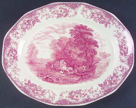 Olde England Pink 13" Oval Serving Platter