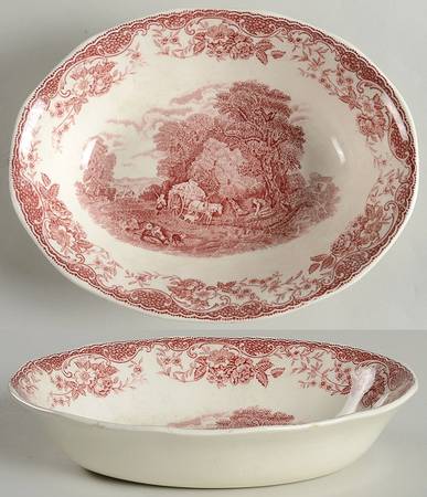 Olde England Pink 9" Oval Vegetable Bowl