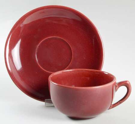 La Linda Burgundy (Glossy) Flat Cup & Saucer Set