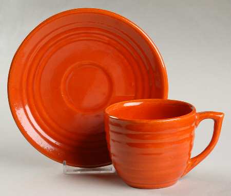 Ring Orange (Older, Circa 1940) Flat Cup & Saucer Set