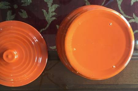 Ring Orange (Older, Circa 1940) 1 Qt Round Covered Casserole