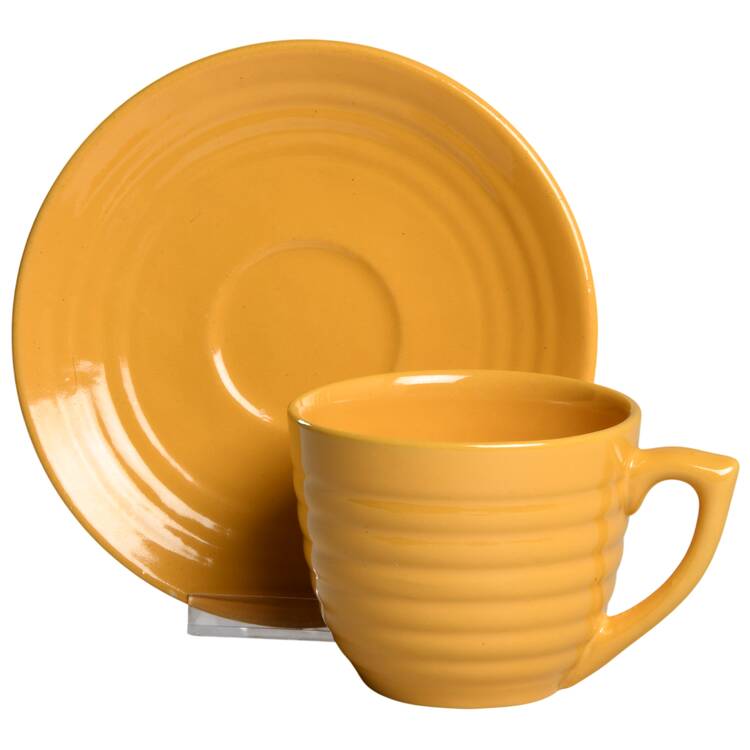 Ring Yellow (Older, Circa 1940) Flat Cup & Saucer Set