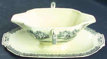 Damascus Gravy Boat with Attached Underplate