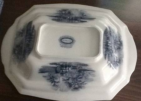 Woodland Blue Rectangular Vegetable Bowl No Lid