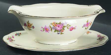 Bohemian Rose Gravy Boat with Attached Underplate