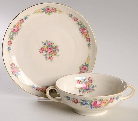 Carmen Footed Cream Soup Bowl & Saucer Set