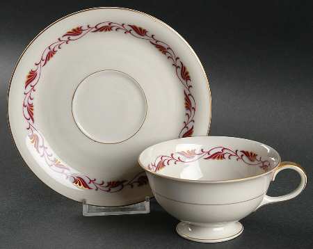 Cynthia Red Footed Cup & Saucer Set