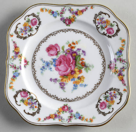 Imperial Rose (White Background) Square Salad Plate