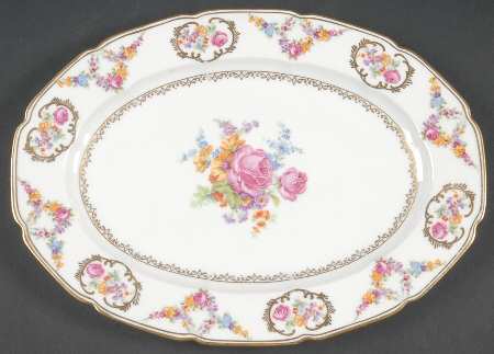 Imperial Rose (White Background) 12" Oval Serving Platter