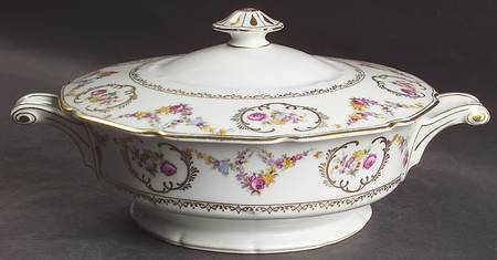 Imperial Rose (White Background) Round Covered Vegetable