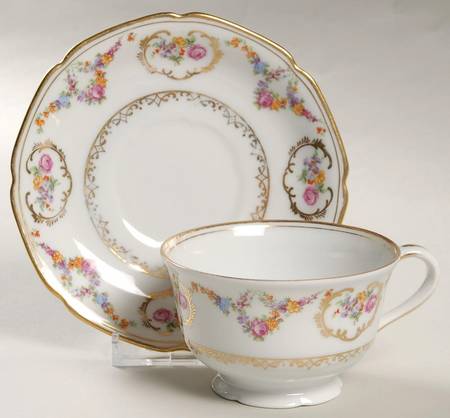 Imperial Rose (White Background) Footed Cup & Saucer Set