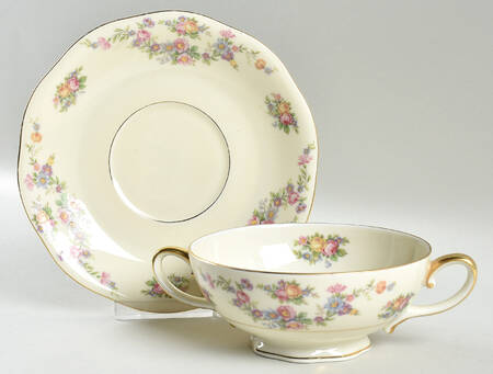Lorraine Footed Cream Soup Bowl & Saucer Set