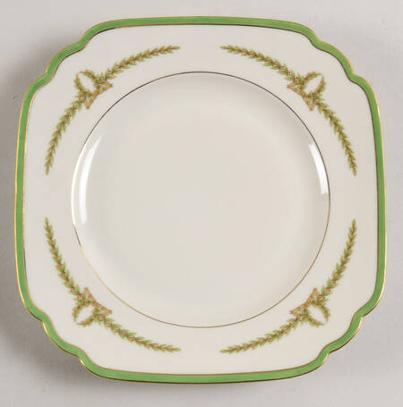 Lyric (Green Design, Off White) Square Salad Plate