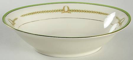 Lyric (Green Design, Off White) 9" Oval Vegetable Bowl